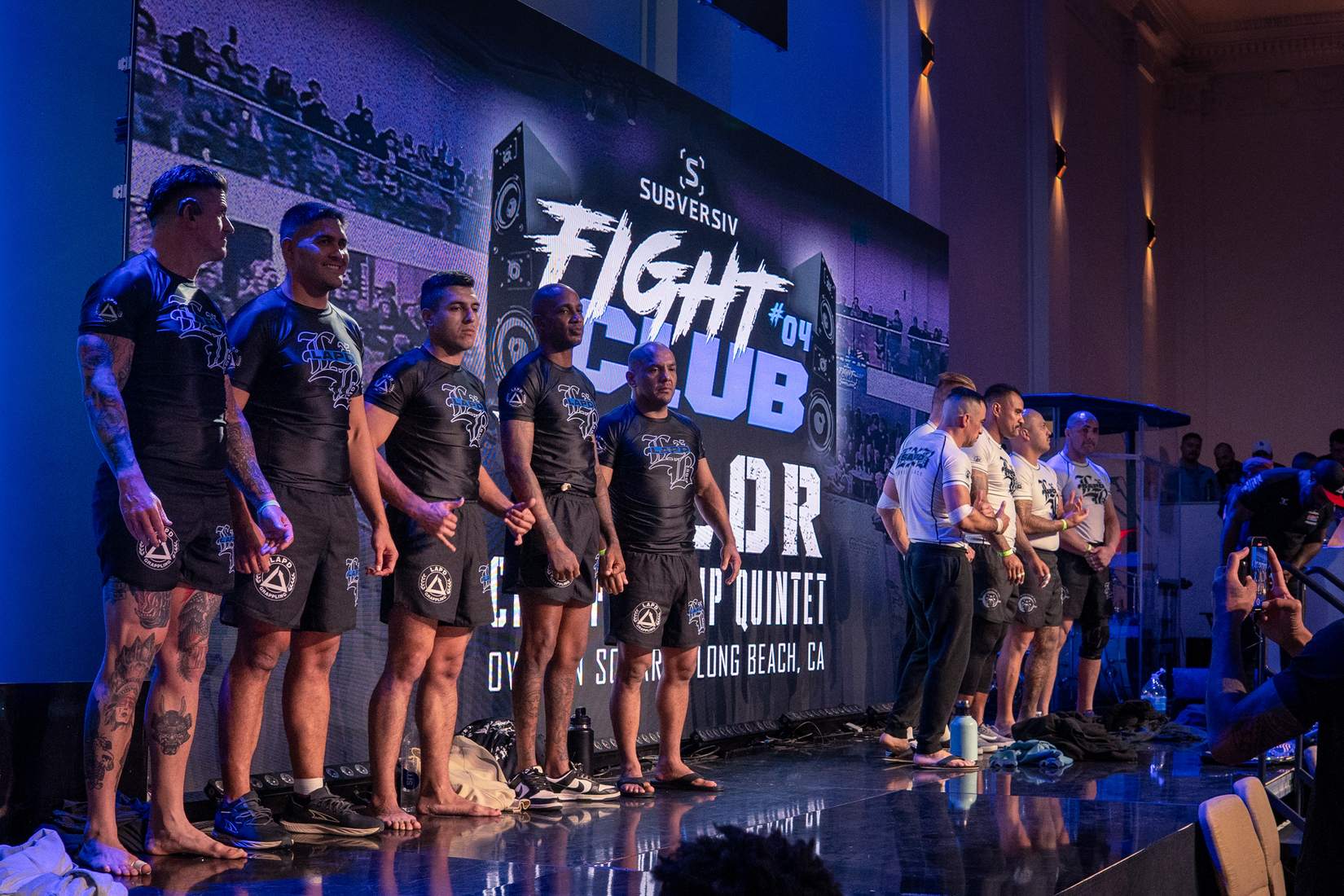 Fighters lined up on stage at Subversiv Fight Club