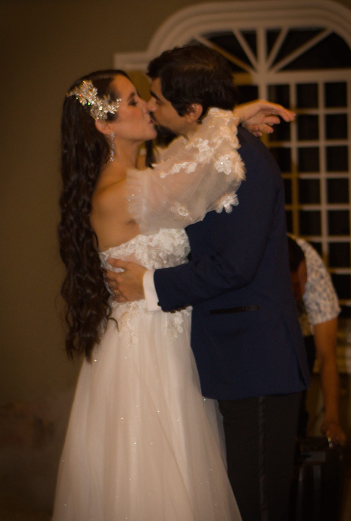 Bride and groom sharing a kiss